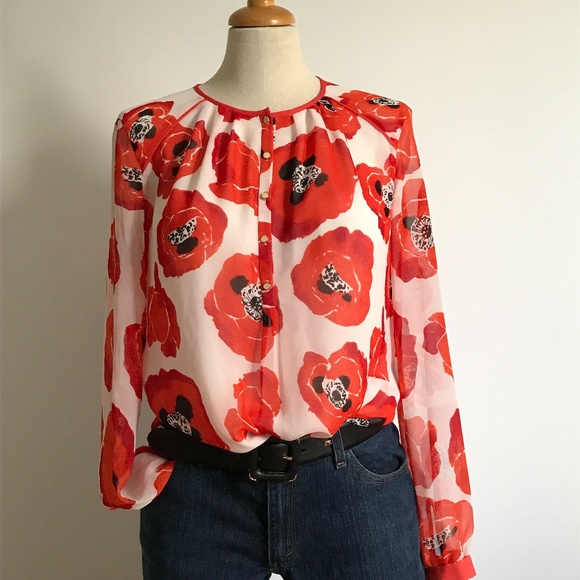 Jones New York Tops - Host Pick Jones New York Red Poppy Print Tunic Top